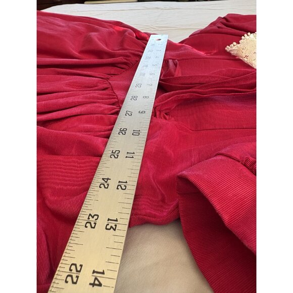 Vintage Jessica McClintock Gunne Sax Girls Christmas Party Dress 6 Red Lace Trim - Picture 12 of 12